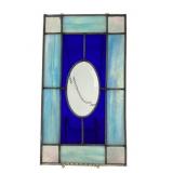 Blue Stained Glass Panel With Chain
