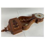 Wooden Lyre-Shaped Wall Clock With Pendulum