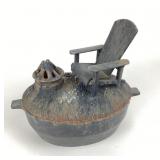 Cast iron Wood Stove Steamer- chair and bonfire