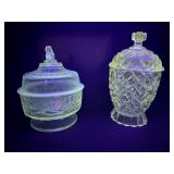 2 Manganese Glass Covered Compotes