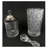 Manganese Glass Pickle Jar, Tumbler, Stopper