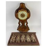 Corner Clock, rustic art Figures
