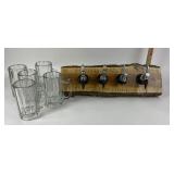 Wood Beer Tap Display With Glass Mugs