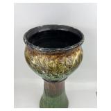 Roseville Pottery Jardiniere No. 421, Green Floral