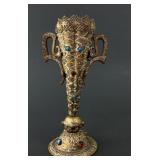 Antique Indo-Persian gilt & enameled metal vessel
