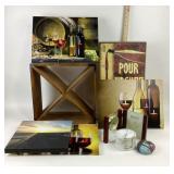 Howard Miller Clock, Marble Coasters, Wine Rack,