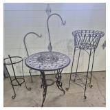 Wrought Iron Patio Table With Rose Design,