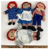 Raggedy Ann Rag Dolls in Various Dresses