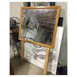 Mirror with wood frame, supports