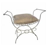 Mid Century Modern Brass Vanity Bench & Pillow