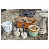 Cement Bird Bath Base, Plant Pots & 4 Cement Base