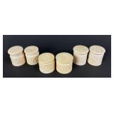 (6) antique carved Chinese export salt & pepper