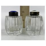 Sterling guilloche enameled & glass salt & pepper