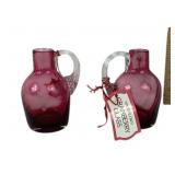 Cranberry Hand-Blown Glass Mini Pitcher