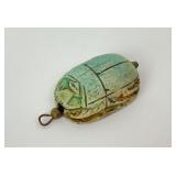Ancient Egyptian carved faience pottery scarab