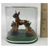 Bone China mini boxer dog family figurines in