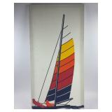 MCM Marushka Screen Print Rainbow Sailboat framed