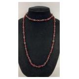Art Deco Czech ruby glass bead necklace flapper