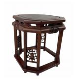 Asian carved wood stand. 10 inches tall x 9