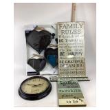 Wall Decor Signs, Clock, Heart Mirrors