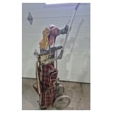Metal Golf Pull Cart, Golf Bag & Spalding Clubs