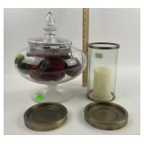 Glass Apothecary Jar, Hurricane Candle Holder, Art