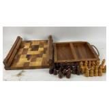 Wooden Chessboard With Chess Pieces