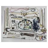Costume Jewelry: beaded necklaces, silver tone