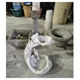 Birdbath 2 Tier, Cement Planters (2), Birdbath