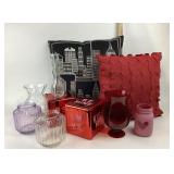 Decorative Glass Vases, Pillows, Dice Valentine De