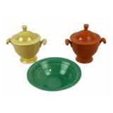 Fiesta Ware Sugar Bowls and Bowl