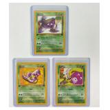 3 Pokemon First Edition Trading Cards