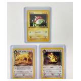 3 Pokemon First Edition Trading Cards
