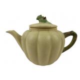 Weller pottery Tearose pumpkin form teapot. Glaze