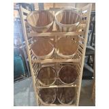 1/2 Bushell Basket Display Wood Rack With 8