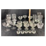 Glassware Including Wine, Dessert, Coupe Glasses,