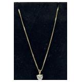 14k gold & white stone pendant necklace. Total