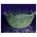 Uranium Glass Scalloped Edge Bowl