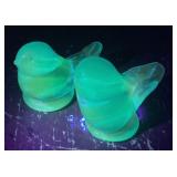 Bluebird Of Happiness Uranium Glass Figurines