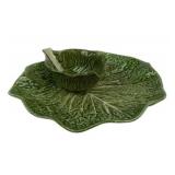 Portuguese Green Cabbage Leaf Plate With Bowl