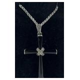Sterling necklace with onyx & marcasite cross