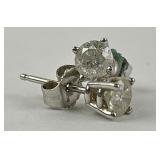 Pair 14k white gold & diamond earrings. Total