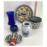 Jim Shore Clock, Naga Raksha Mask, Blue Vase, Hobb