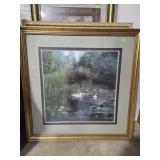 Ducks in a pond framed art