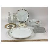 China Plates, Glass Cruets, Serving Dishes