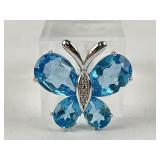 14k white gold, diamond chip & blue tourmaline