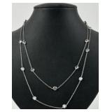 Sterling & crystal necklace, 36 inches long.