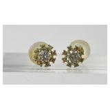 Pair 14k gold & diamond earrings. Total weight