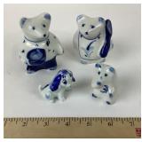 Gzhel Blue White Ceramic Figurines