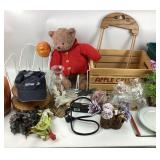 Wooden Crate, Teddy Bear, Artificial Flowers